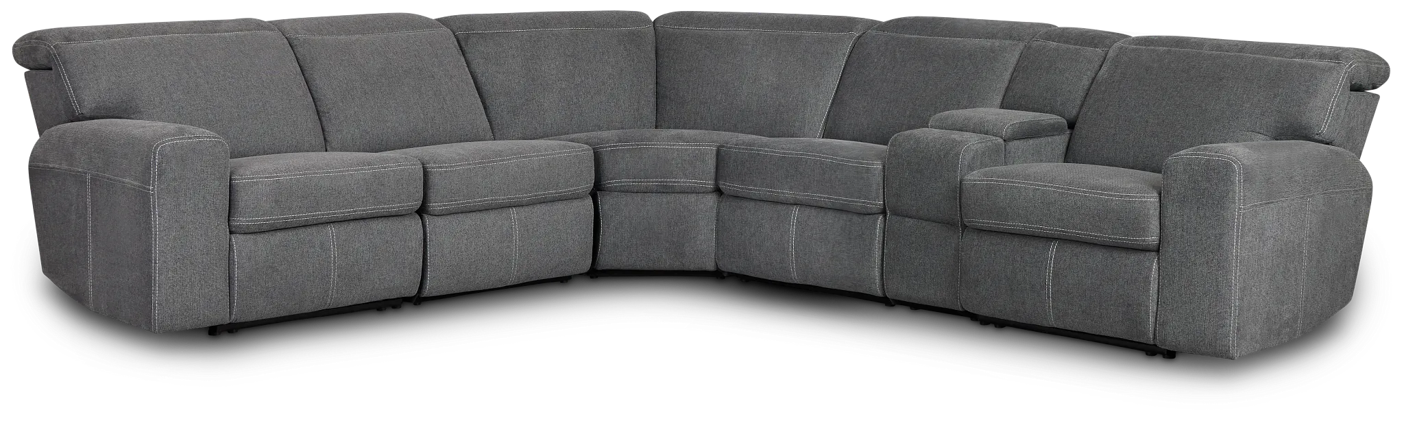 Callum Dark Gray Fabric Medium Triple Power 2-arm Sectional