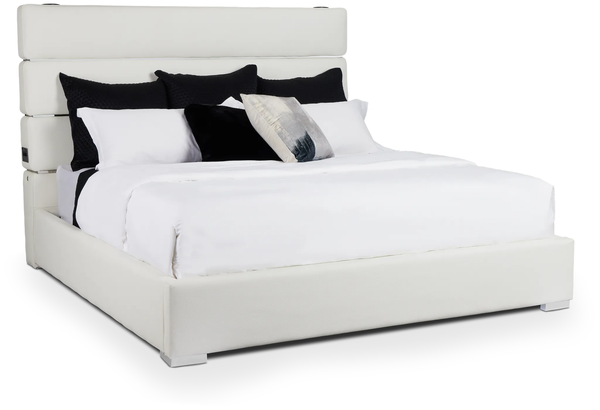 Miami White Uph Platform Bed