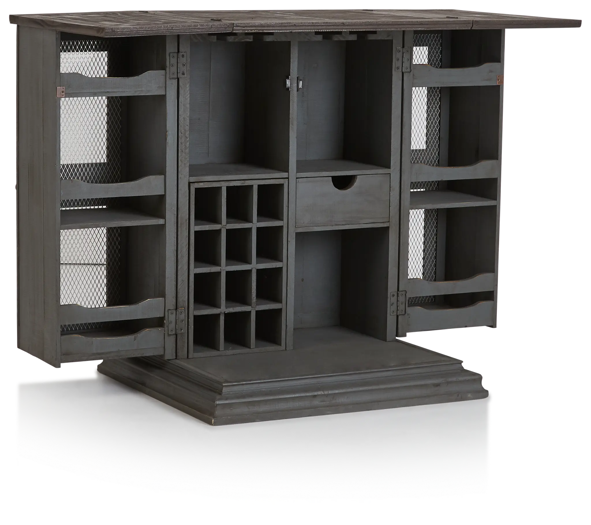Marcello Gray Wood Fold Out Bar Marcello Gray Wood Fold Out Bar