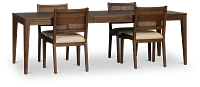 Pacific Mid Tone Rectangular Table & 4 Upholstered Chairs