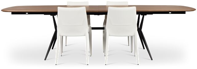 Margo Two-tone Rect Table & 4 White Upholstered Chairs