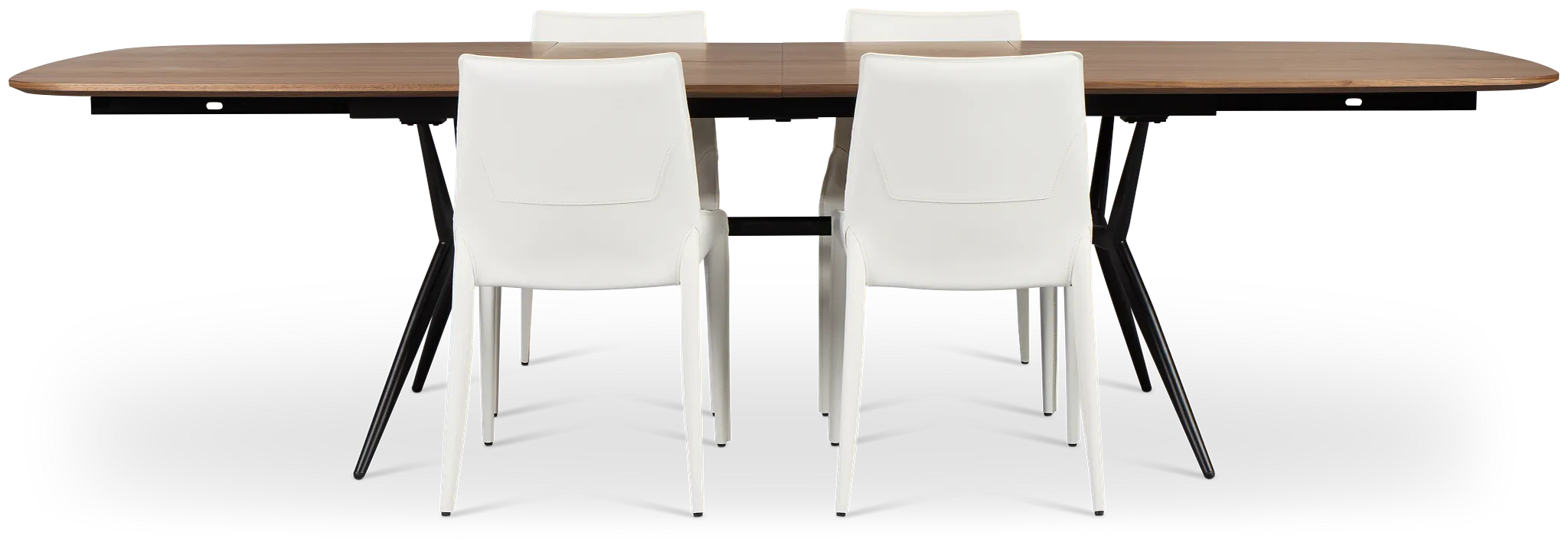 Margo Two-tone Rect Table & 4 White Upholstered Chairs
