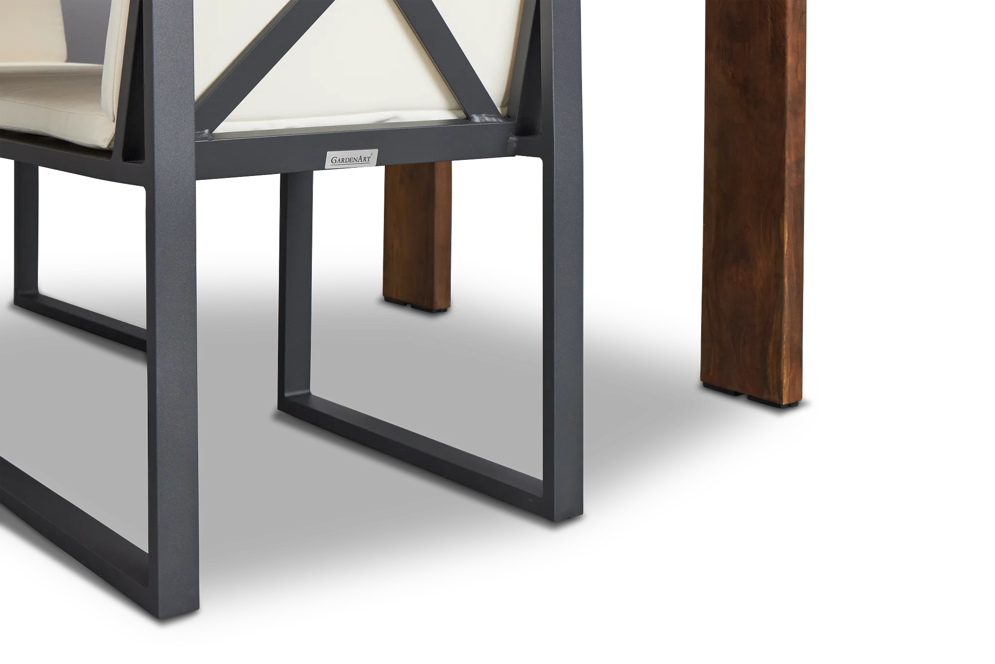 Linear Dark Gray White 102" Aluminum Table & 4 Cushioned Side Chairs