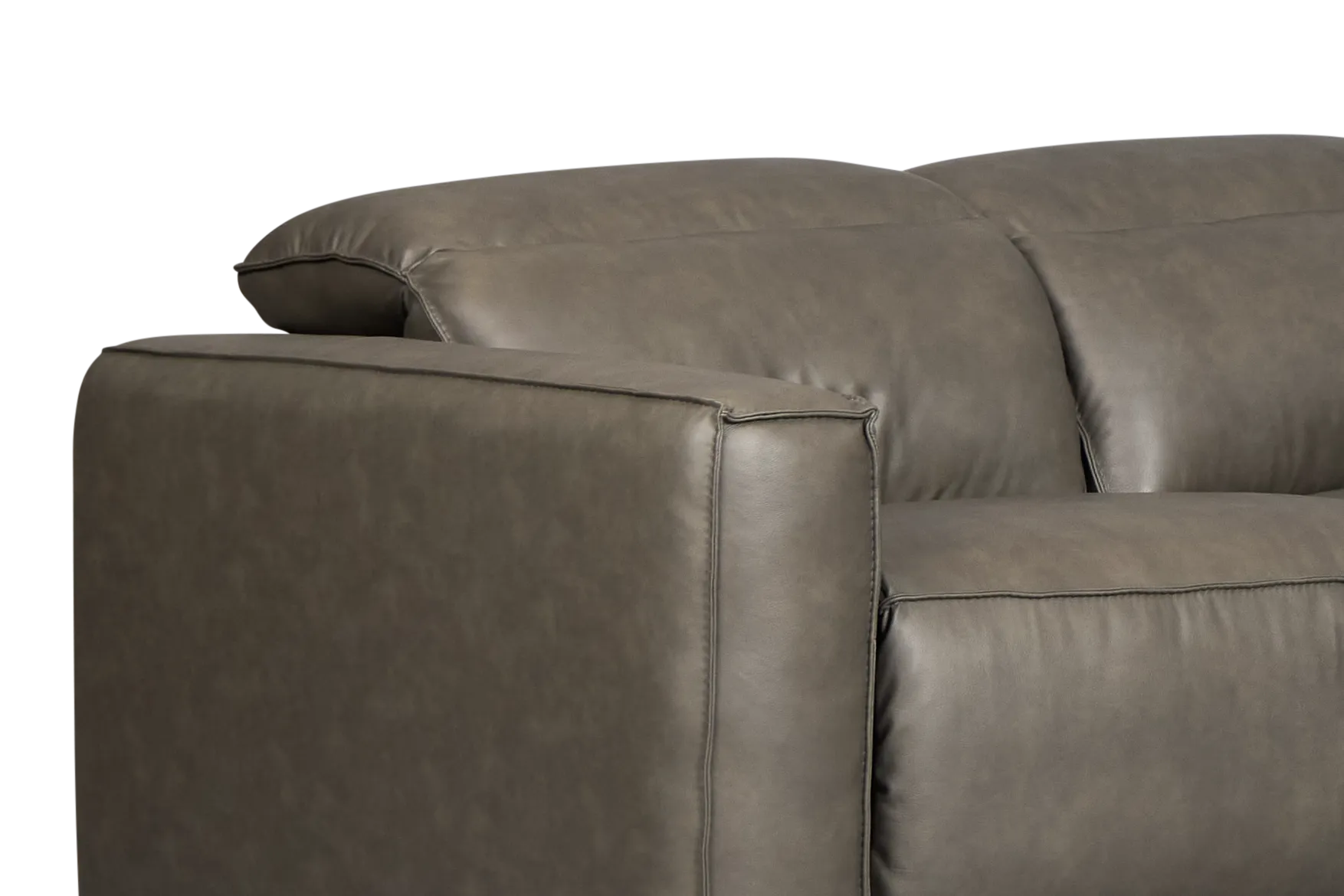 Ryland Dark Gray Lthr/vinyl Medium Triple Power 2-arm Sectional