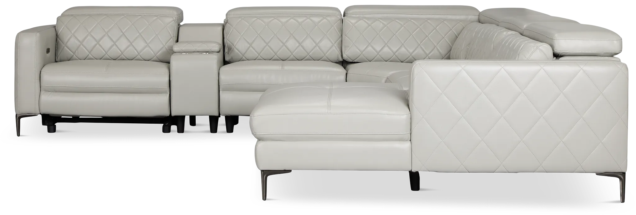 Ava Light Gray Micro Small Dual Power Right Chaise Sectional