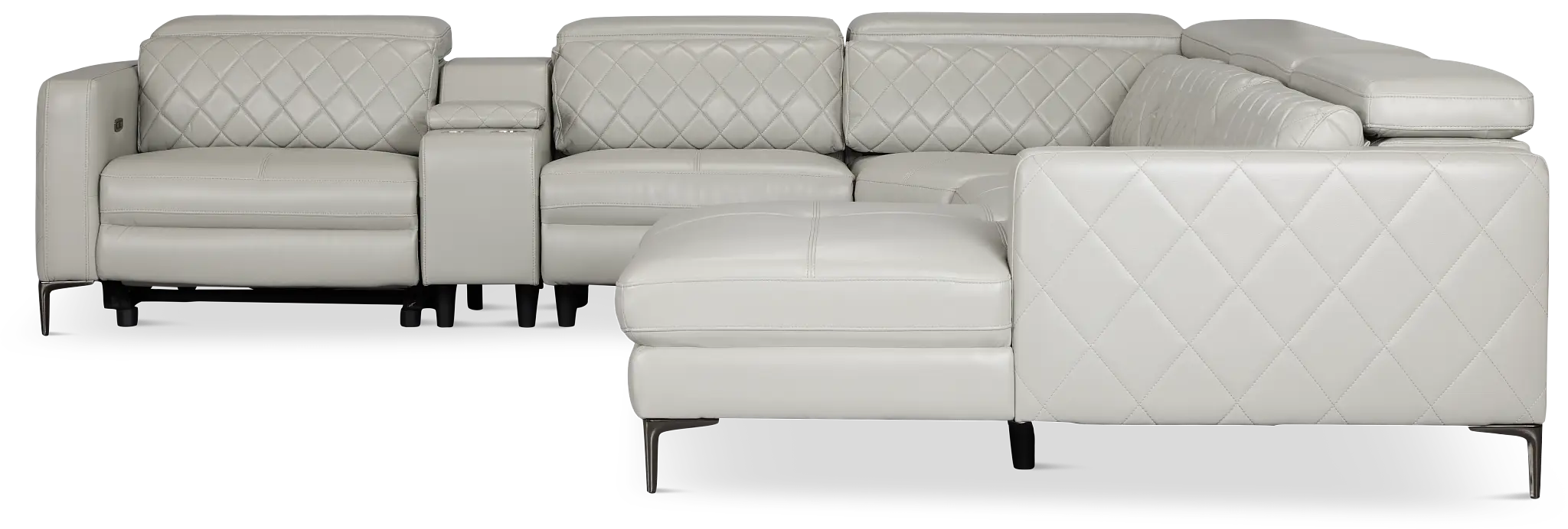 Ava Light Gray Micro Small Dual Power Right Chaise Sectional Ava Light Gray Micro Small Dual Power Right Chaise Sectional