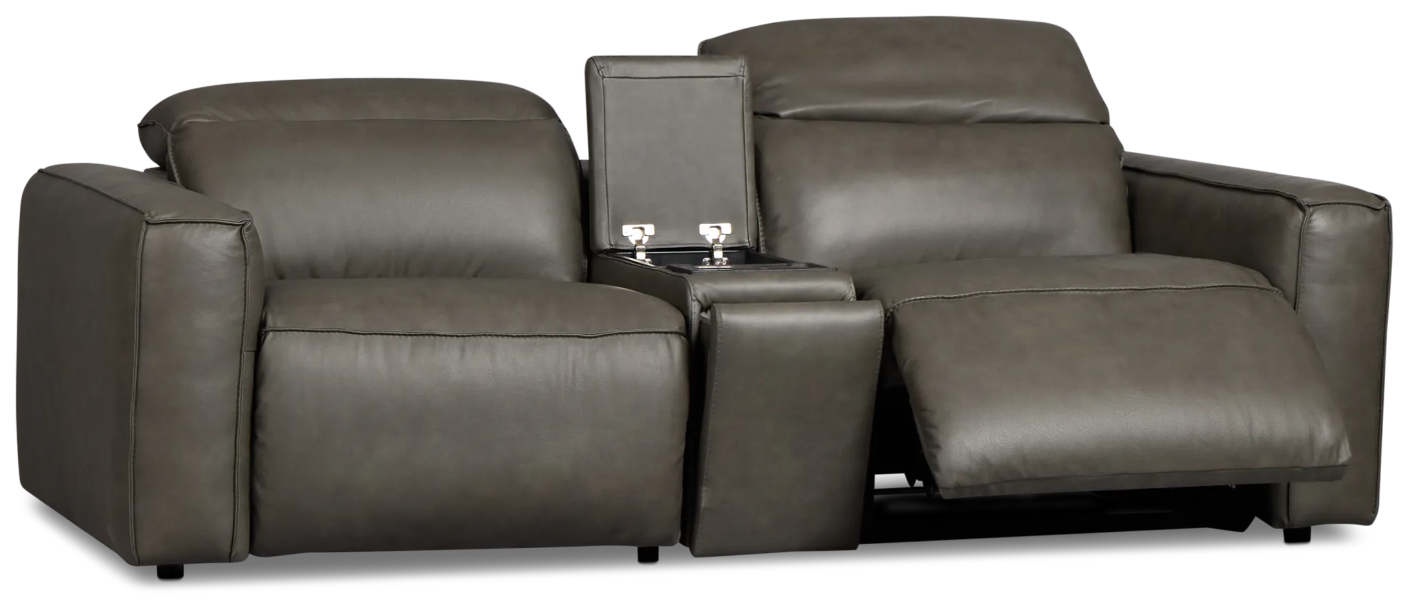 Ryland Dark Gray Lthr/vinyl Power Reclining Console Sofa