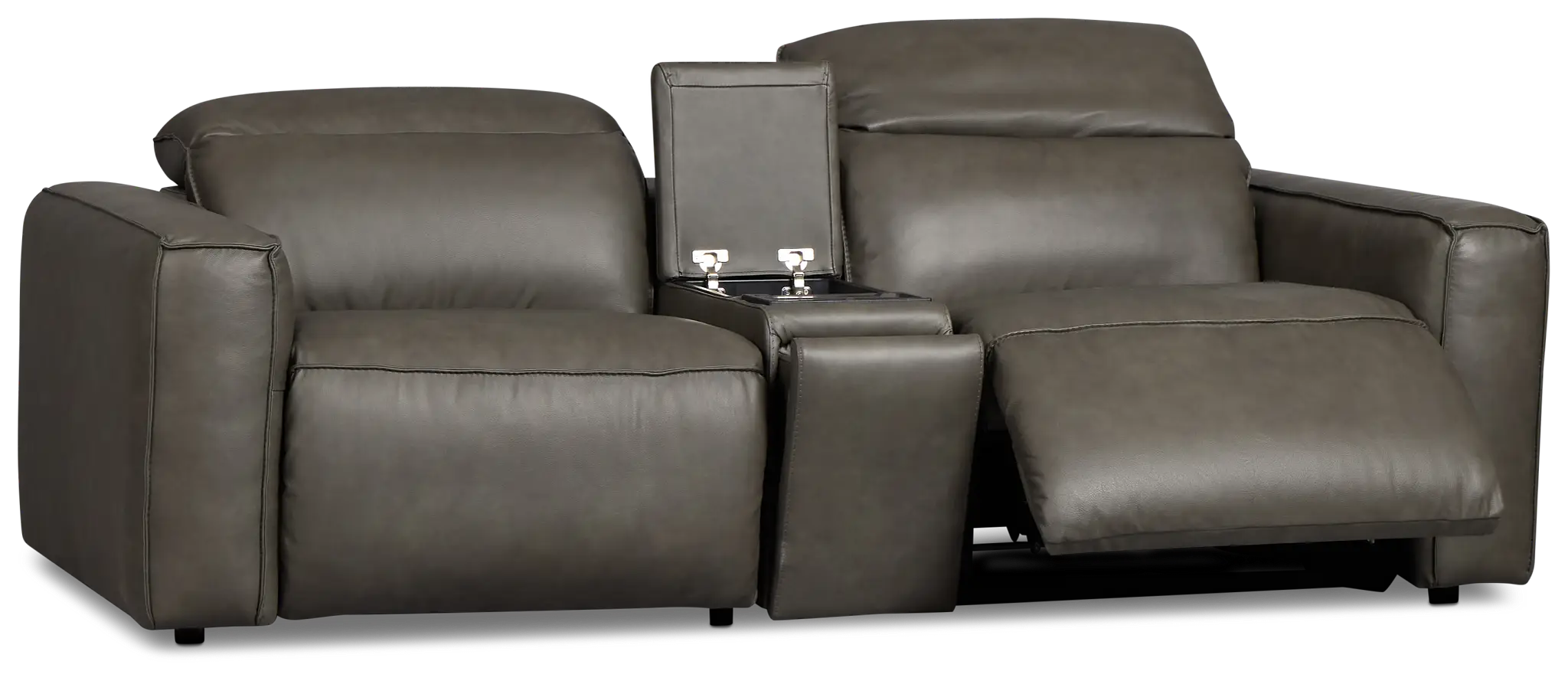 Ryland Dark Gray Lthr/vinyl Power Reclining Console Sofa Ryland Dark Gray Lthr/vinyl Power Reclining Console Sofa