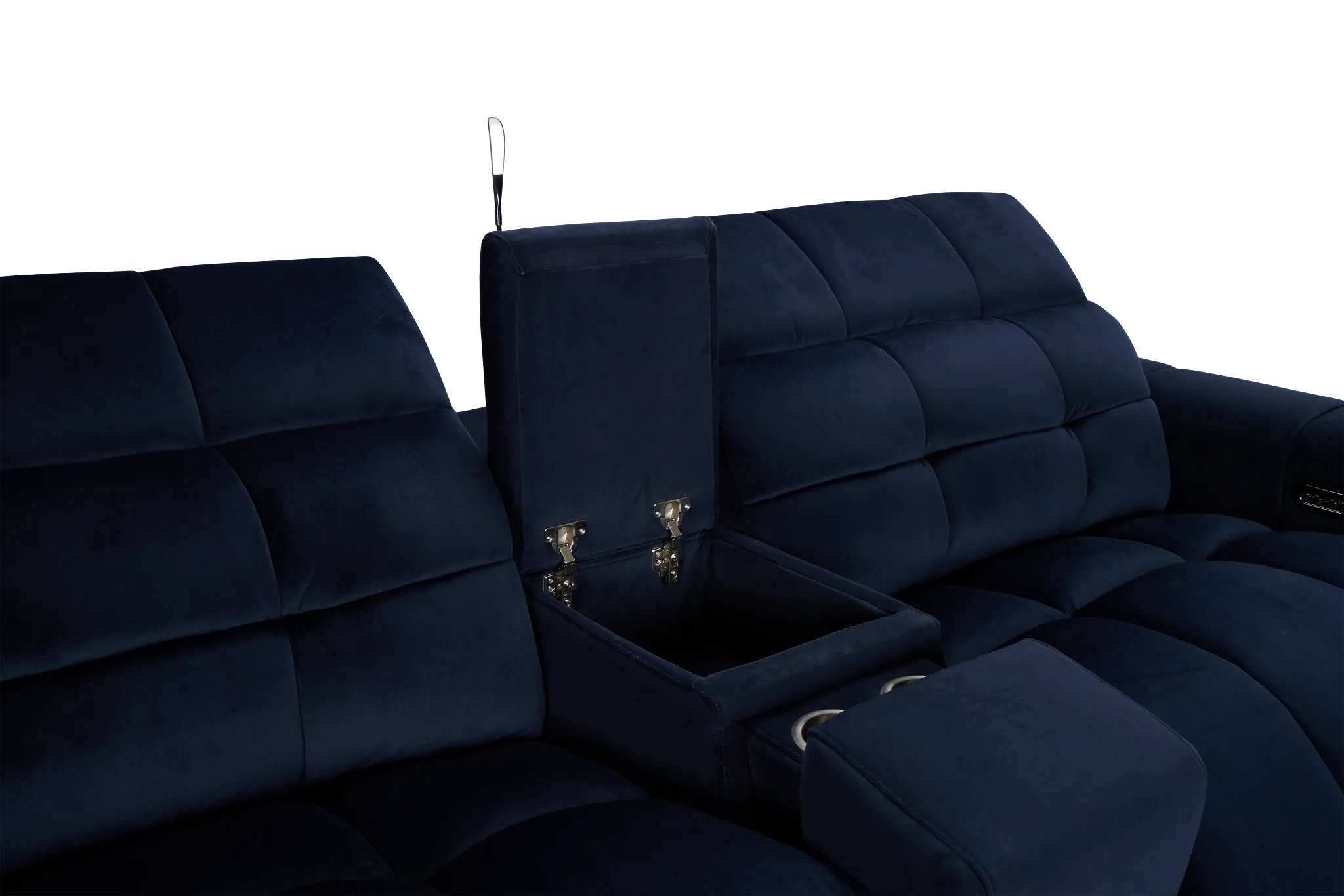 Gemma Navy Velvet Medium Triple Power 2-arm Sectional