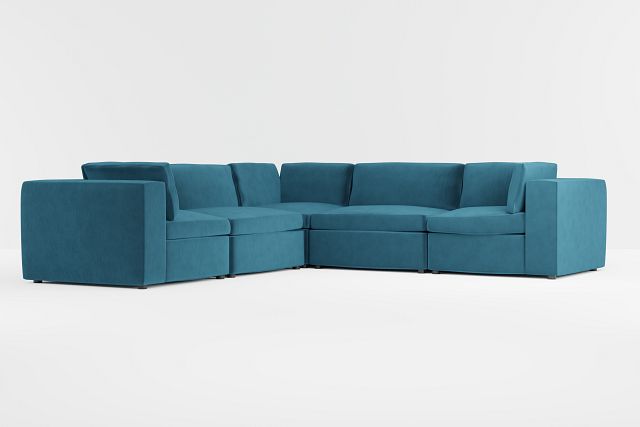 Destin Joya Teal Velvet 5-piece Modular Sectional
