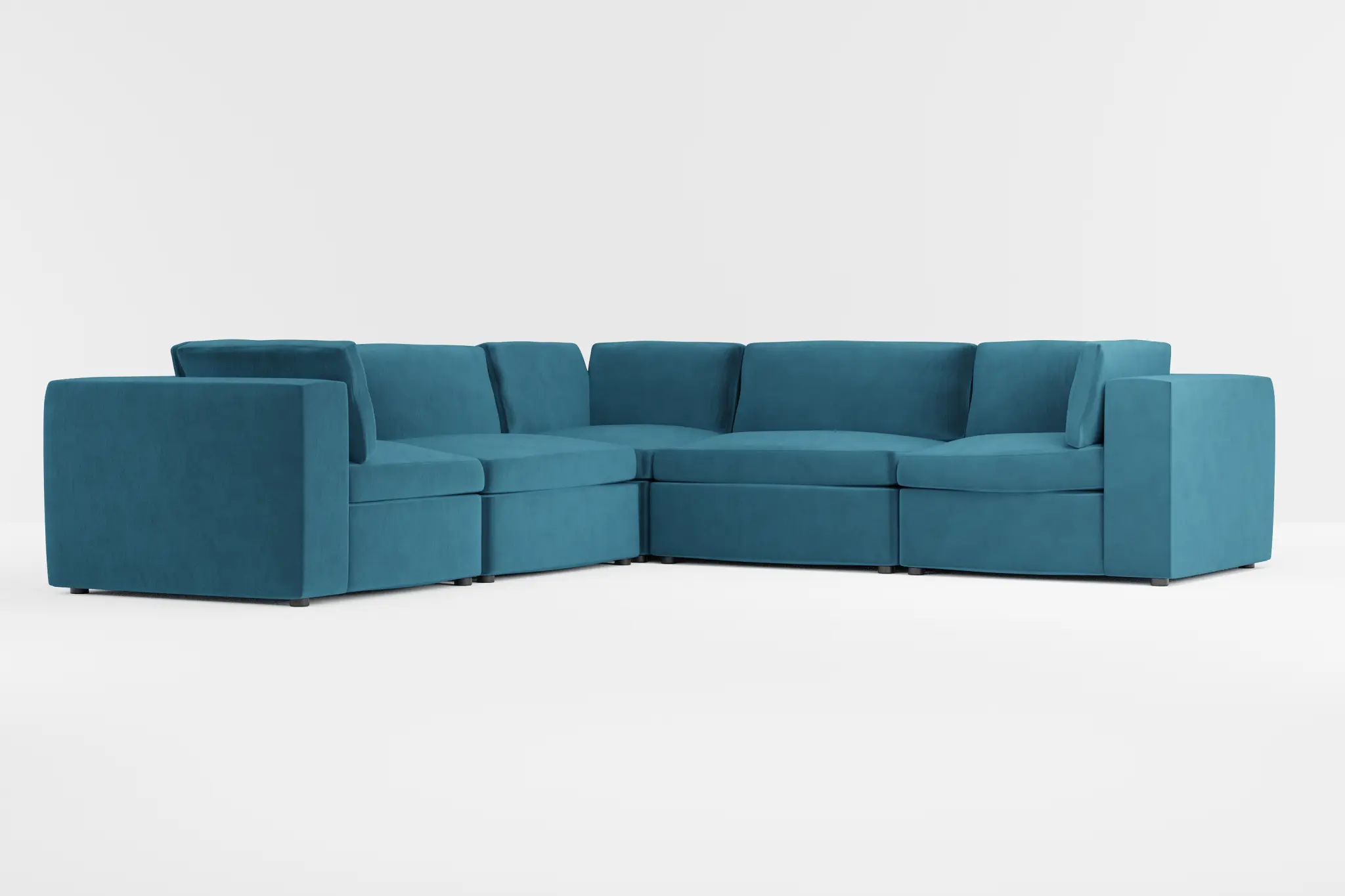 Destin Joya Teal Velvet 5-piece Modular Sectional Destin Joya Teal Velvet 5-piece Modular Sectional