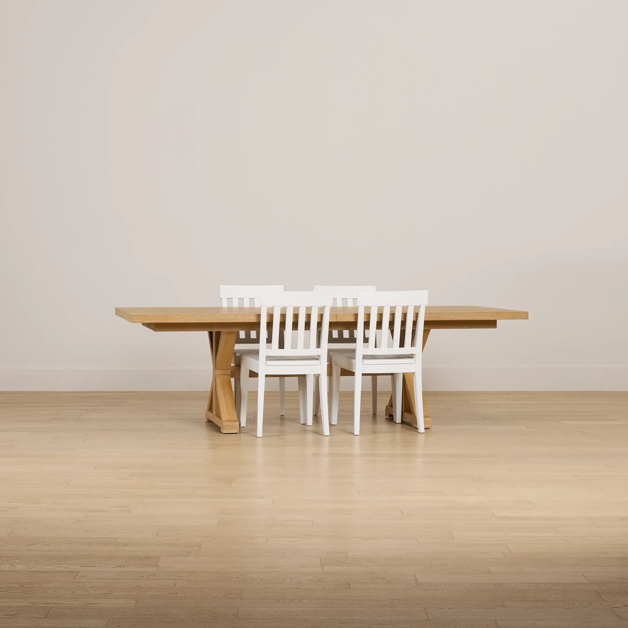 Nantucket Light Tone Rect Table & 4 White Wood Chairs