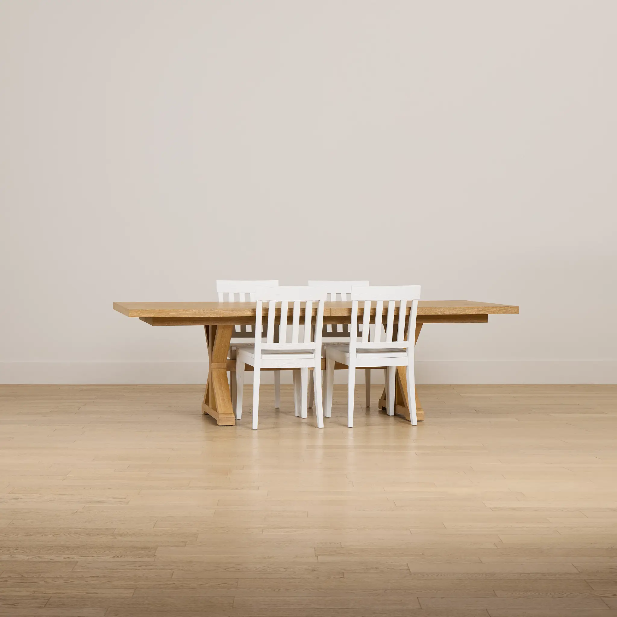 Nantucket Light Tone Rect Table & 4 White Wood Chairs Nantucket Light Tone Rect Table & 4 White Wood Chairs