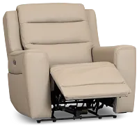 Wilder Taupe Leather Power Recliner With Power Headrest