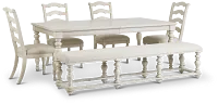 Savannah Ivory Rect Table, 4 Chairs & Bench