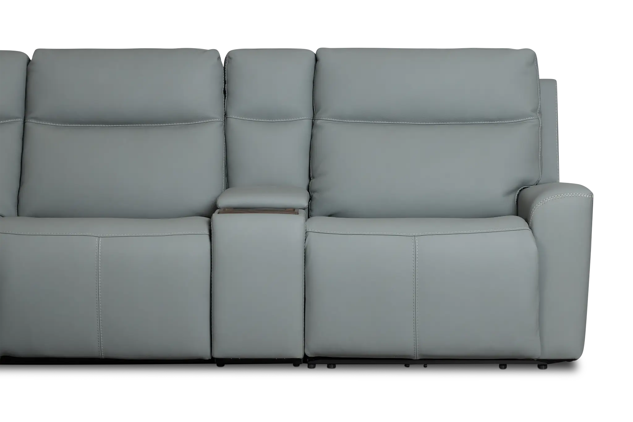 Flexsteel Sterling Blue Lthr/vinyl Large Triple Power Reclining Two-arm Sectional Flexsteel Sterling Blue Lthr/vinyl Large Triple Power Reclining Two-arm Sectional