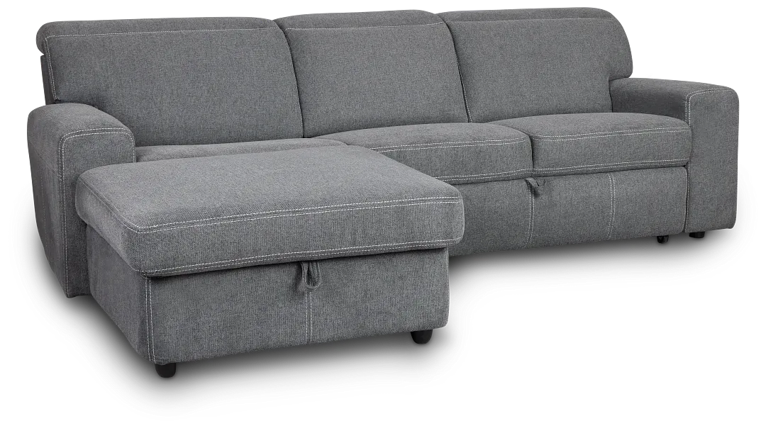 Callum Dark Gray Storage Small Left Power Chaise Sleeper Sectional