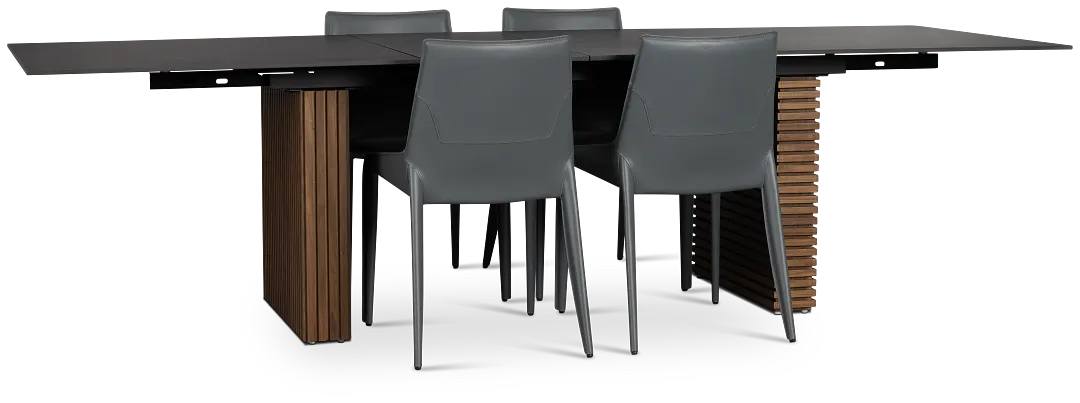 Wayne Two-tone Rect Table With 4 Gray Upholstered Side Chairs