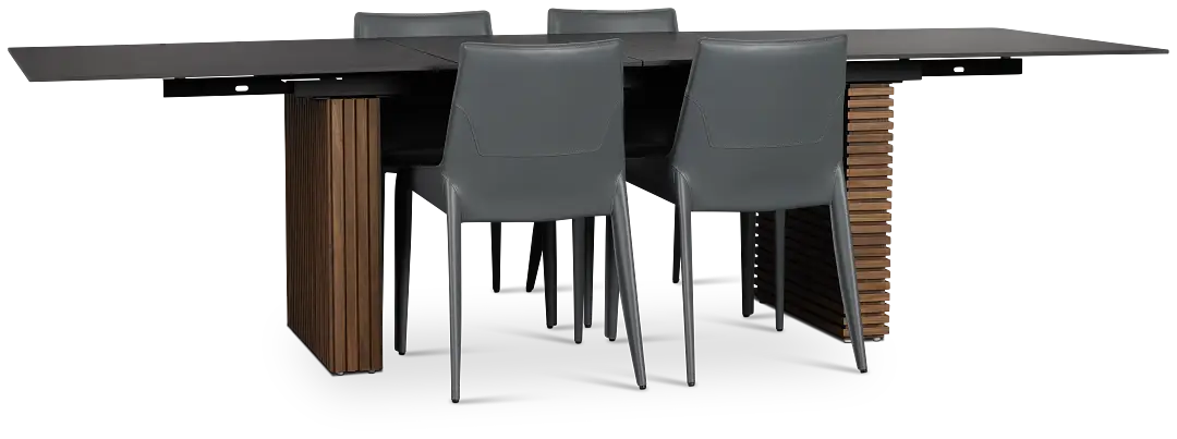 Wayne Two-tone Rect Table With 4 Gray Upholstered Side Chairs Wayne Two-tone Rect Table With 4 Gray Upholstered Side Chairs