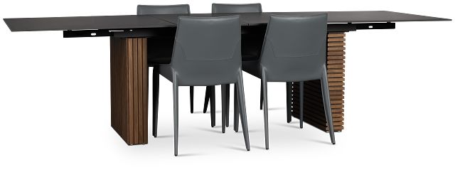 Wayne Two-tone Rect Table With 4 Gray Upholstered Side Chairs