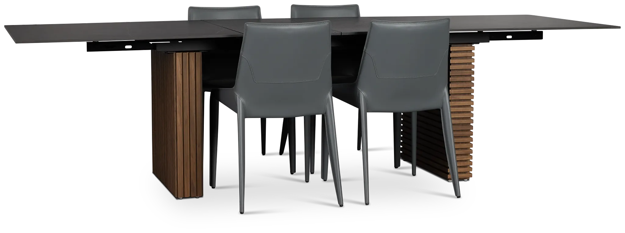 Wayne Two-tone Rect Table With 4 Gray Upholstered Side Chairs