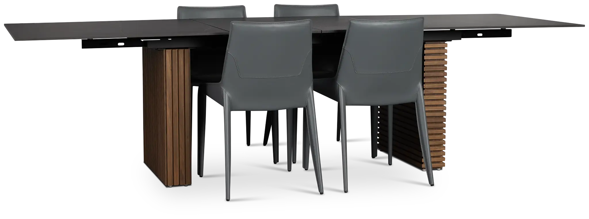 Wayne Two-tone Rect Table With 4 Gray Upholstered Side Chairs Wayne Two-tone Rect Table With 4 Gray Upholstered Side Chairs