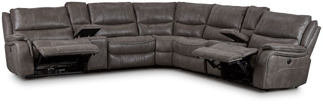 Dober Dark Gray Micro Large Dual Power Reclining Two-arm Sectional (2)