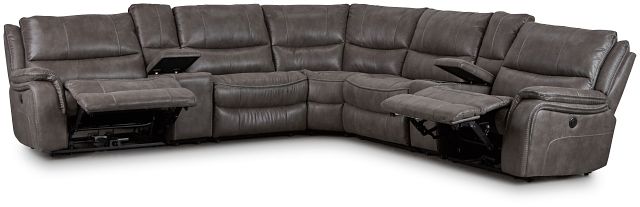 Dober Dark Gray Micro Large Dual Power Reclining Two-arm Sectional