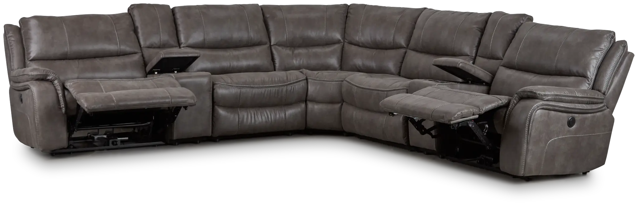 Dober Dark Gray Micro Large Dual Power Reclining Two-arm Sectional Dober Dark Gray Micro Large Dual Power Reclining Two-arm Sectional