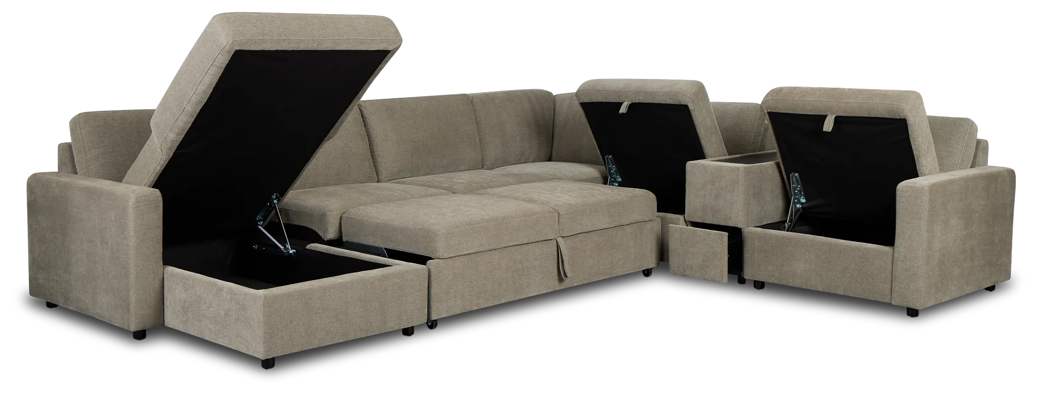 Addie Gray Fabric Medium Left Chaise Sleeper Sectional With Console