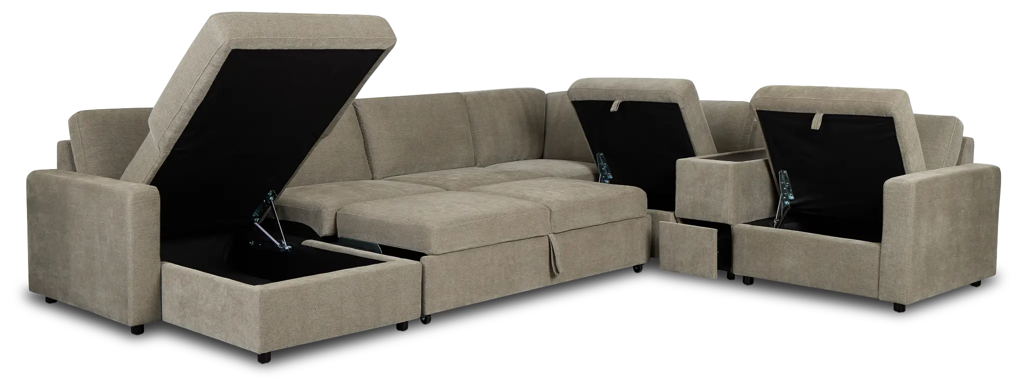 Addie Gray Fabric Medium Left Chaise Sleeper Sectional With Console Addie Gray Fabric Medium Left Chaise Sleeper Sectional With Console