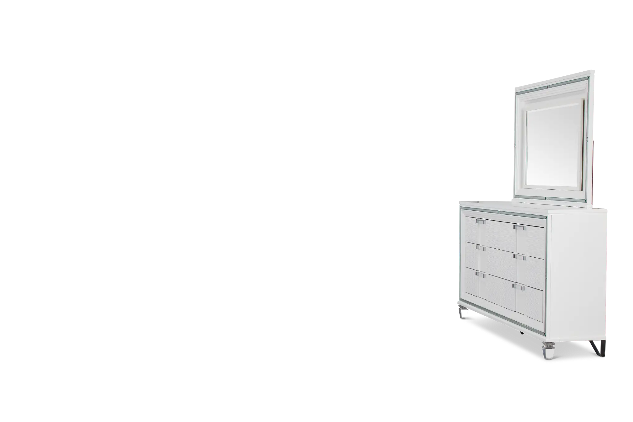 Vegas White Dresser & Mirror Vegas White Dresser & Mirror