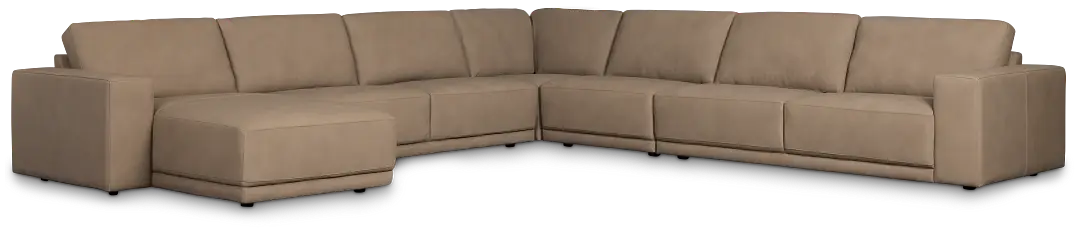 Kellan Taupe Leather Large Left Chaise Sectional Kellan Taupe Leather Large Left Chaise Sectional