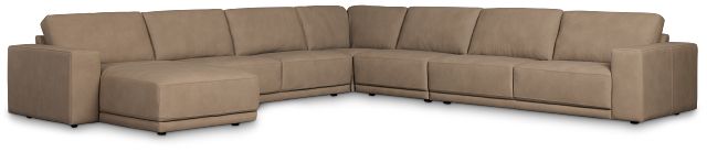 Kellan Taupe Leather Large Left Chaise Sectional