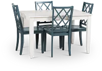 Edgartown White Rect Table & 4 Navy Wood Chairs