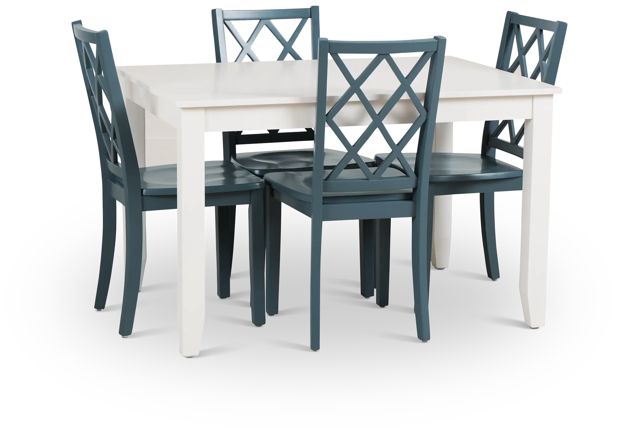 Edgartown White Rect Table & 4 Navy Wood Chairs Edgartown White Rect Table & 4 Navy Wood Chairs