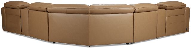 Ryland Brown Lthr/vinyl Large Dual Power Reclining Two-arm Sectional