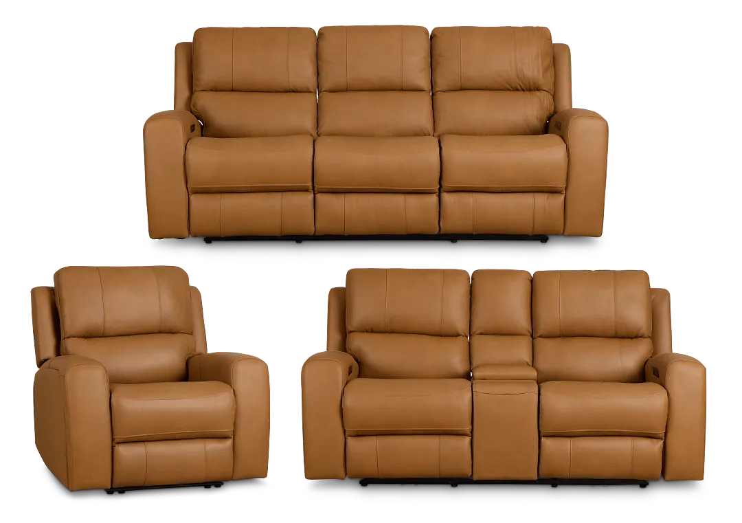 Summit Light Brown Lthr/vinyl Power Reclining Living Room