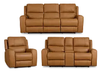 Summit Light Brown Lthr/vinyl Power Reclining Living Room
