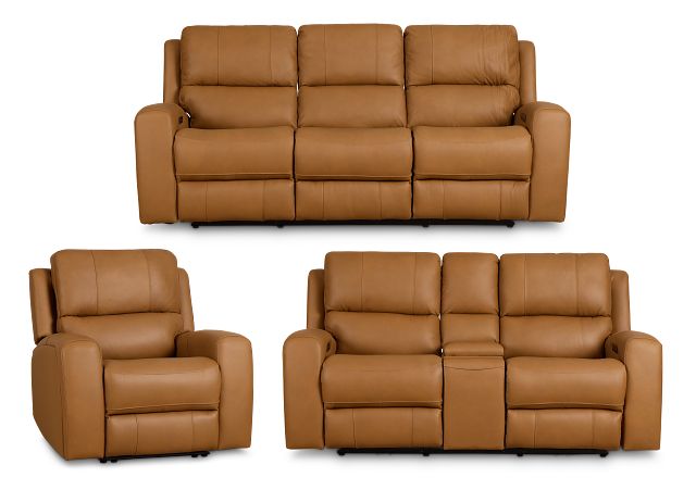 Summit Light Brown Lthr/vinyl Power Reclining Living Room