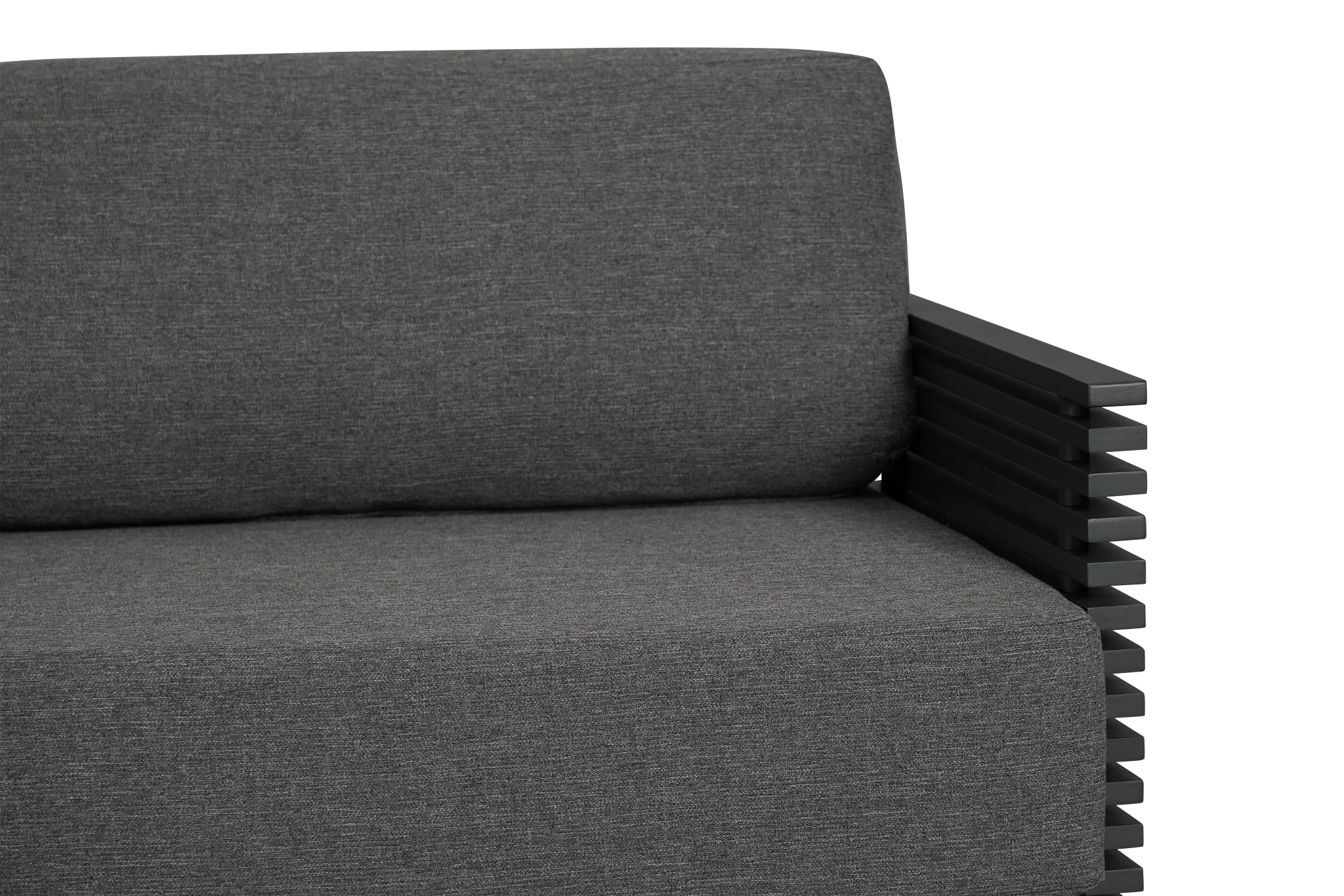 Monterey Black Aluminum Sofa With Gray Cushions