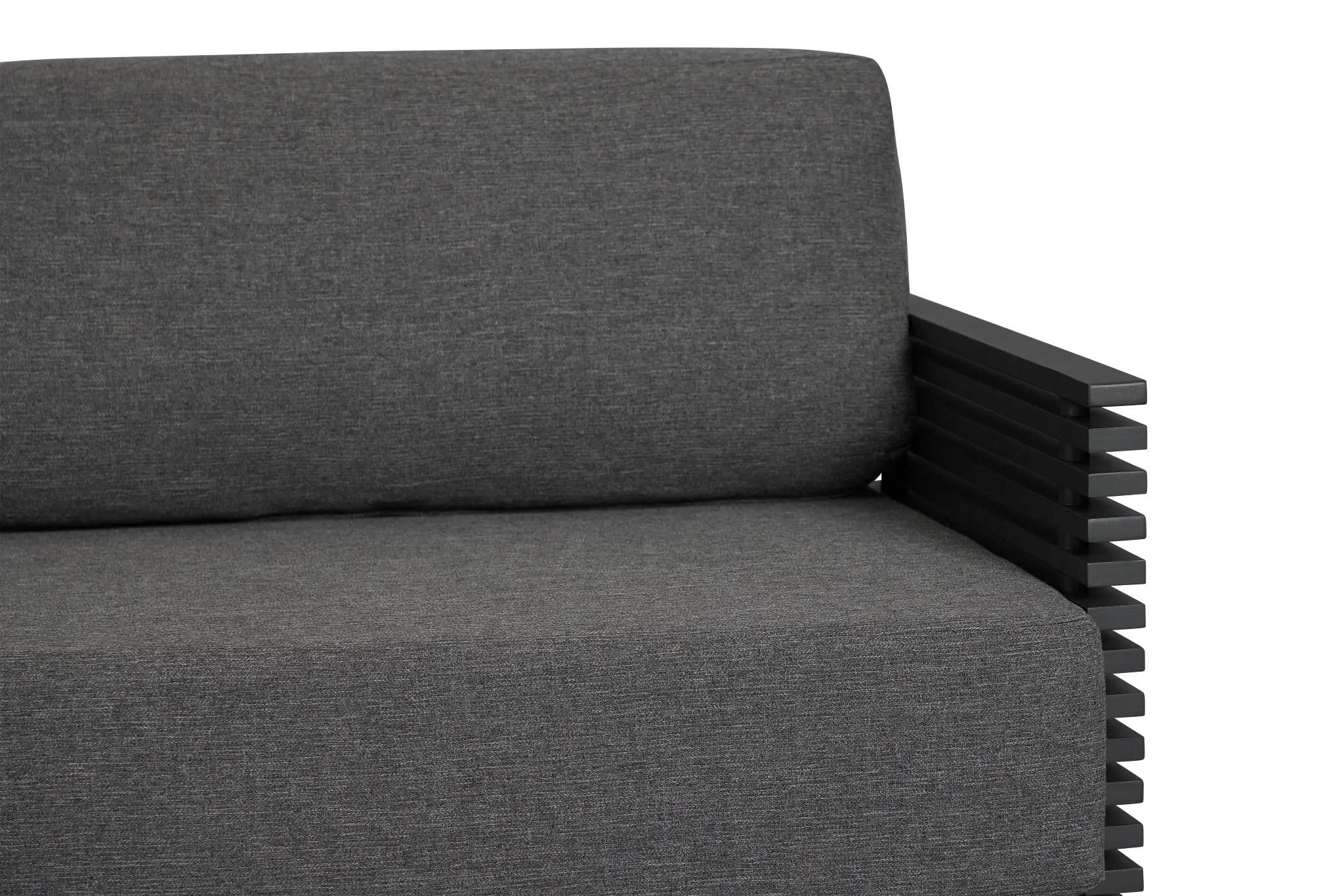 Monterey Black Aluminum Sofa With Gray Cushions Monterey Black Aluminum Sofa With Gray Cushions
