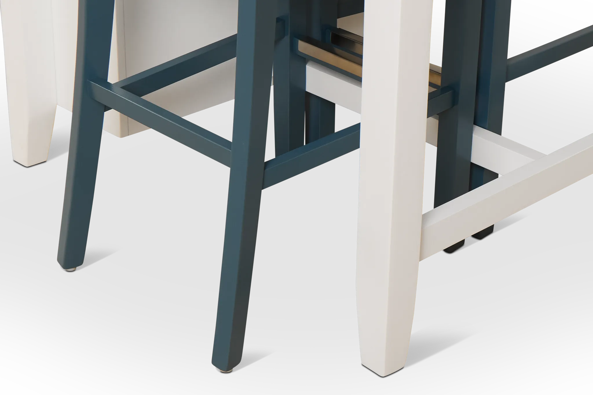 Edgartown White Storage High Table & 2 Navy Wood Barstools