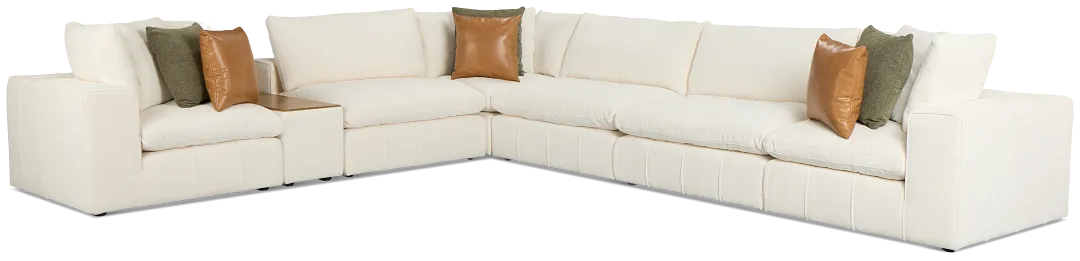 Cruz White Fabric 6-piece Modular Sectional With Console