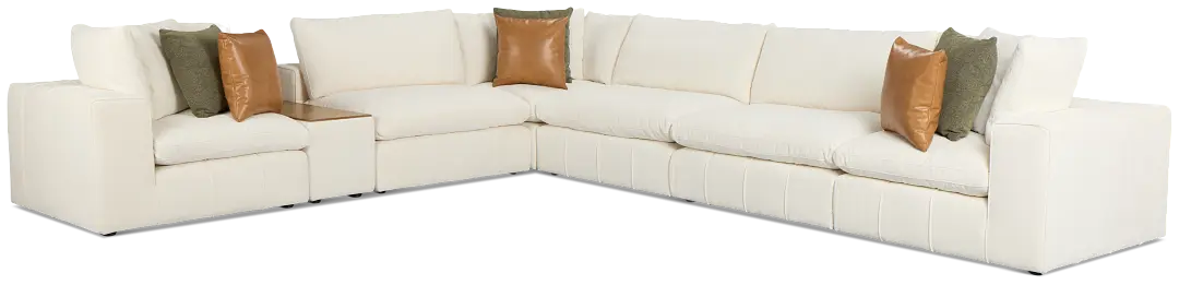Cruz White Fabric 6-piece Modular Sectional With Console Cruz White Fabric 6-piece Modular Sectional With Console