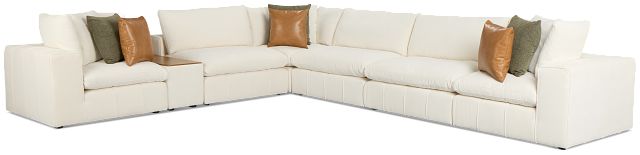 Cruz White Fabric 6-piece Modular Sectional With Console