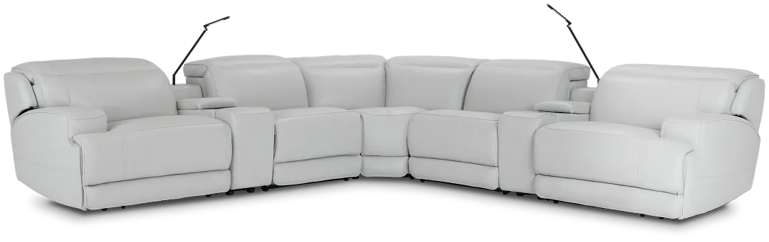 Reign Gray Lthr/vinyl Large Dual Power Reclining Two-arm Sectional