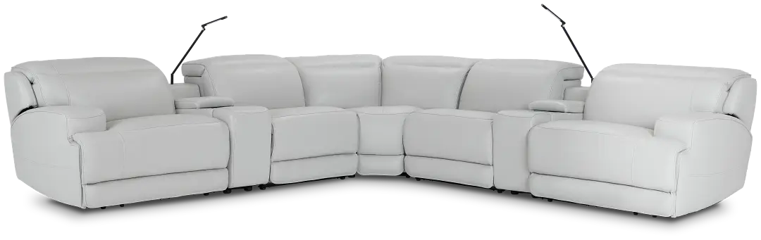 Reign Gray Lthr/vinyl Large Dual Power Reclining Two-arm Sectional Reign Gray Lthr/vinyl Large Dual Power Reclining Two-arm Sectional