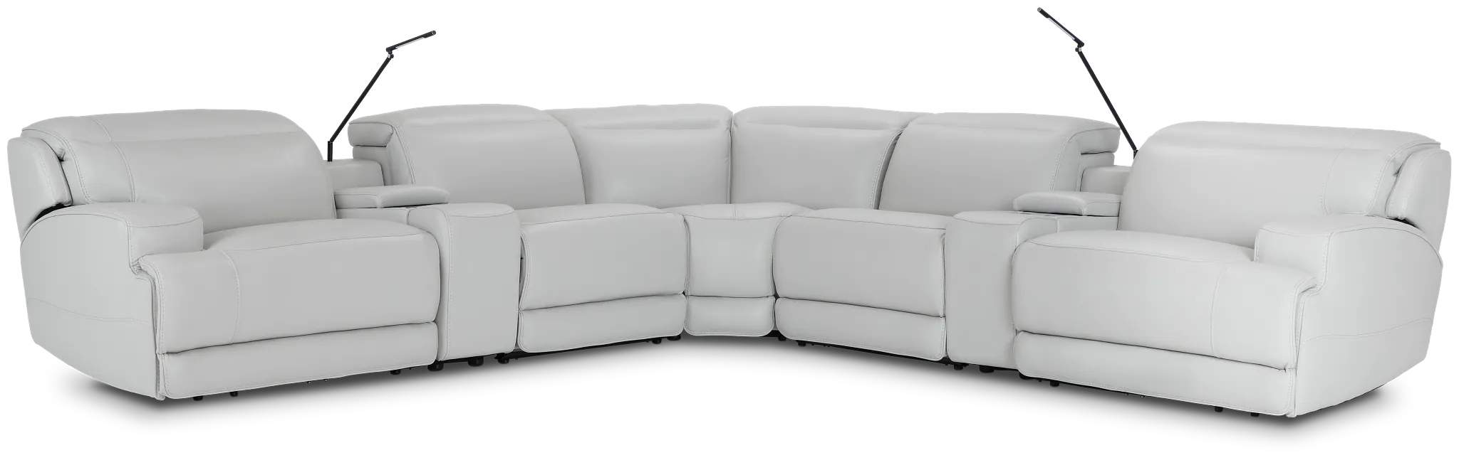 Reign Gray Lthr/vinyl Large Dual Power Reclining Two-arm Sectional