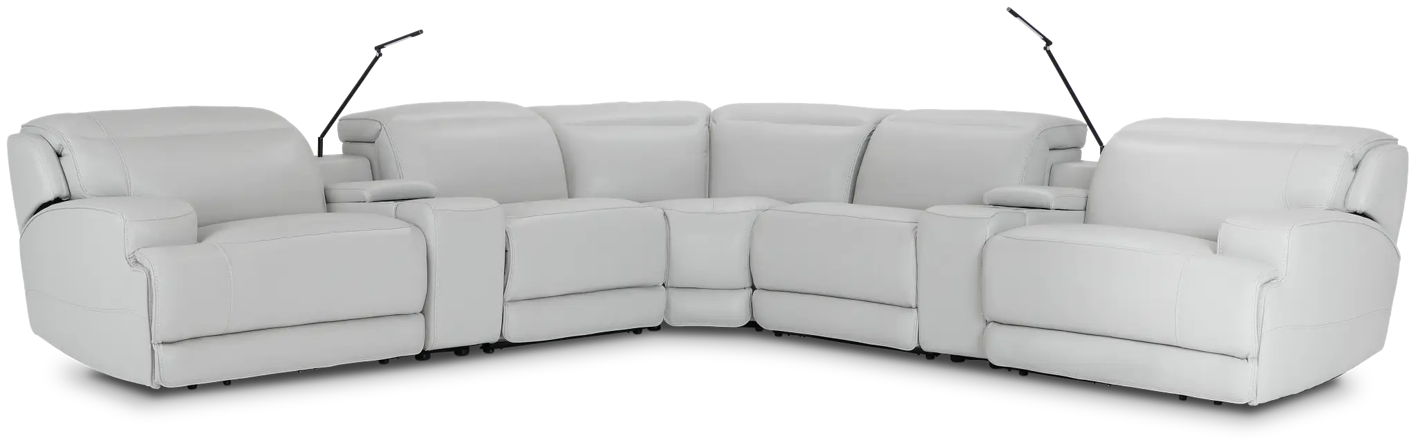 Reign Gray Lthr/vinyl Large Dual Power Reclining Two-arm Sectional Reign Gray Lthr/vinyl Large Dual Power Reclining Two-arm Sectional